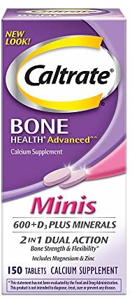 Caltrate 600+D3 Plus Minerals Mini Calcium & Vitamin D3 Supplement Mini Tablet, 600 mg 150 Count, (Pack of 3)