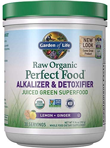 Garden of Life Raw Organic Perfect Food Alkalizer & Detoxifier Juiced Greens Superfood Powder - Lemon Ginger, 30 Servings (Packaging May Vary) - Non-GMO, Gluten Free Whole Food Dietary Supplement