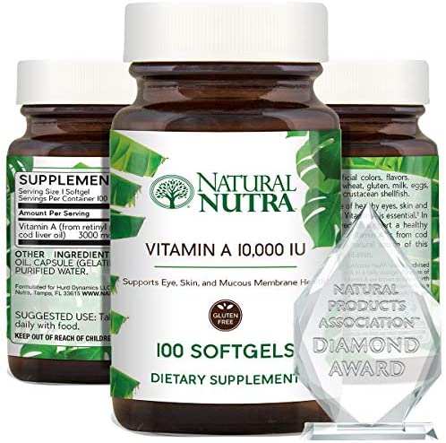 Natural Nutra Vitamin A Dietary Supplement from Cod Liver Oil, 10,000 IU, 100 Softgels