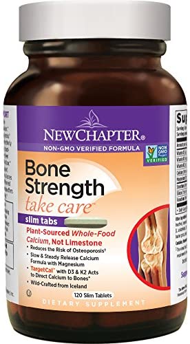 New Chapter Calcium Supplement – Bone Strength Whole Food Calcium with Vitamin K2 + D3 + Magnesium, Vegetarian, Gluten Free 120 count (40 day supply)