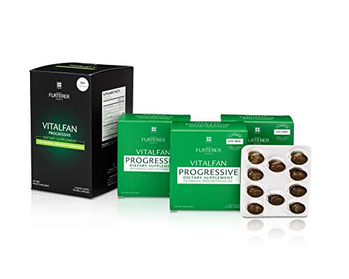 Rene Furterer VITALFAN Progressive Dietary Supplement - Hereditary & Hormonal Thinning Hair, Plant-Based, Biotin, Drug Free, Dye Free (Pack of 3)
